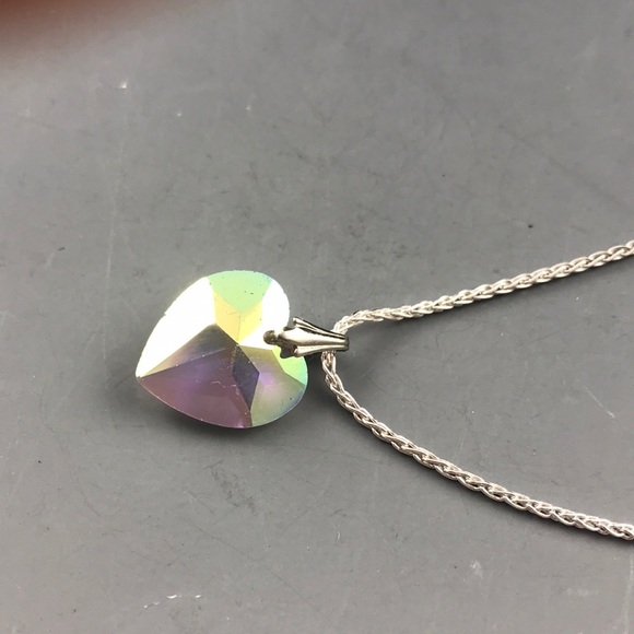 Swarovski Clear AB Crystal Heart Pendant 16” Chain - Picture 4 of 5